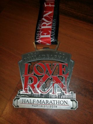 Philadelphia Love Run Half Marathon Medal Philadelphia City March 31.  2019