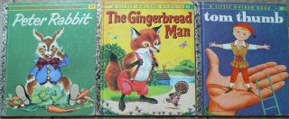 3 Vintage Little Golden Books Peter Rabbit,  Tom Thumb,  The Gingerbread Man