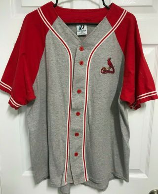 St Louis Cardinals Men Gray Button Front Baseball Jersey Shirt Xl Dynasty Mlb