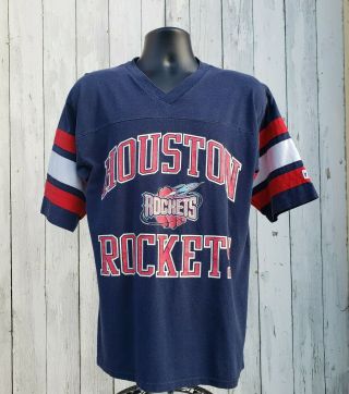 Vintage 90s Houston Rockets Stripes Logo 7 Tag Blue Men 