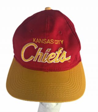 Vtg 90s Kansas City Chiefs Snapback Hat Script Sports Specialties Nfl Nike