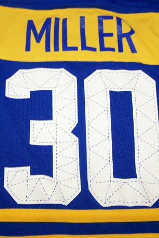 NHL Buffalo Sabres NY Jersey Miller 30 Reebok Youth S/M Blue Yellow Licensed 2