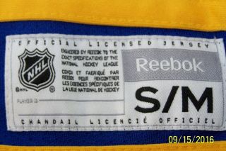 NHL Buffalo Sabres NY Jersey Miller 30 Reebok Youth S/M Blue Yellow Licensed 3
