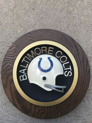 Vintage 1970’s Baltimore Colts 14” Round Football Helmet Plaque