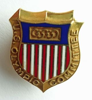 Usa Noc Olympics 10 Karat Gold Filled Badge Abzeichen Pin Olympic Committee