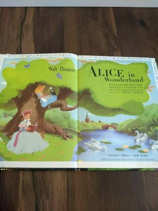 Vintage Walt Disney ' s Alice In Wonderland A Big Golden Book 1951 3