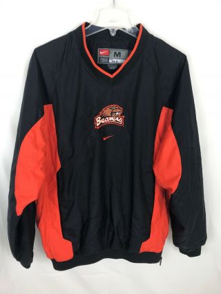 Vintage Mens Nike Black Oregon State Beavers Pullover Windbreaker Jacket Sz M