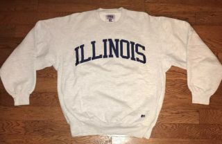 Vintage Ncaa University Of Illinois Fighting Illini Crewneck Sweatshirt Large L