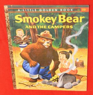 Vintage Little Golden Book Smokey The Bear And The Campers 1st A Edition 1961