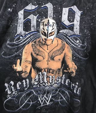 Rey Mysterio 619 Wwe Wrestling Black Graphic T - Shirt 2000s Large 2d