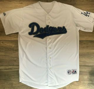 Vintage L.  A.  Dodgers Majestic Baseball Jersey Large Xl White Embroidered Mlb La