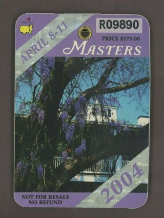 2004 Masters Badge Phil Mickelson Tournament Champion Rc Hof Augusta Golf Club