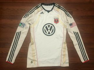 2010 D.  C.  United Soccer L/s Jersey Mens Large White Black Adidas Mls Washington