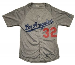 Los Angeles Dodgers ⚾ 1963 Sandy Koufax 32 Button Up Gray Jersey Promo Medium