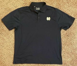 Under Armour Notre Dame Fighting Irish Golf Polo Shirt Loose Extra Large Xl Blue