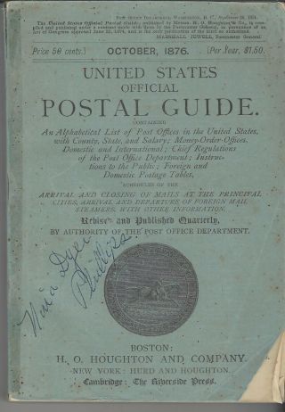 Postal Guide From 1876