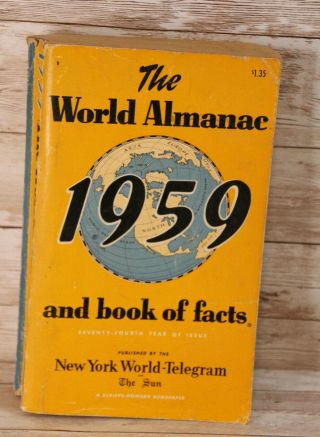 1959 The World Almanac And Book Of Facts York World - Telegram