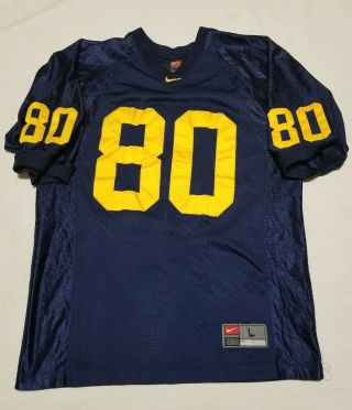 Vintage Nike Michigan Wolverines Football Jersey 80 Large Blue Sewn