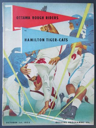 1955 Lansdown Park Cfl Program Ottawa Rough Riders Vs Hamilton Tiger Cats Vtg