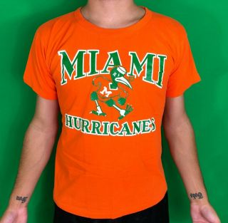Vintage 80s Starter University Of Miami Hurricanes Graphic Logo Bird Shirt Usa L
