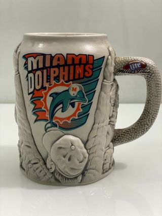 Miami Dolphins Football Ceramic Beer Stein Mug Raised Design 24 Oz Don Shula
