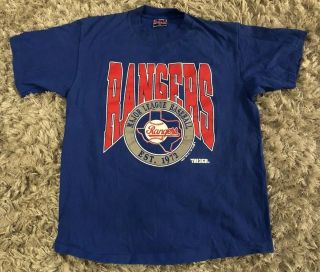 Vintage Trench Ultra Texas Rangers Mlb Baseball Team T - Shirt 1991 Sz L