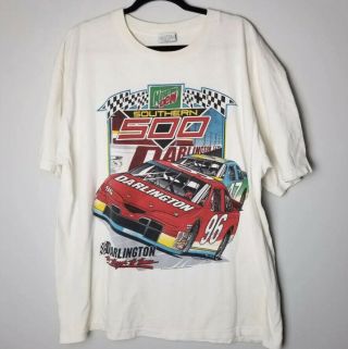 Vtg Mountain Dew Southern 500 Darlington Speedway T Shirt Xxl Nascar Front & Bac