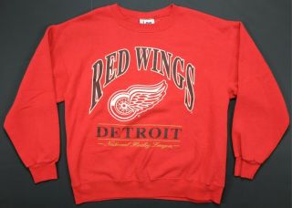 Rare Vintage Nutmeg Detroit Red Wings Crewneck Sweatshirt 90s 2000s Lee Sport L