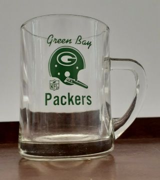 Vtg Green Bay Packers Clear Glass Beer Mug Nfl 1960 