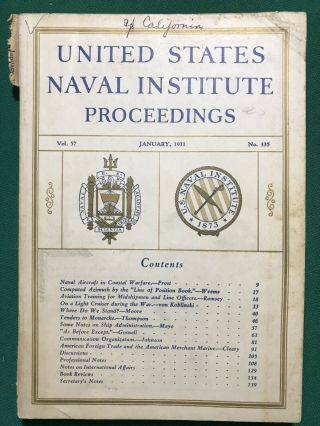 United States Naval Institute Proceedings Vol.  57 No 335 January 1931