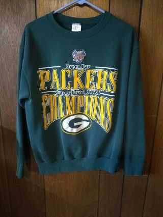 Vintage 1997 Green Bay Packers Bowl Xxxi Champions Sweatshirt Size L Large