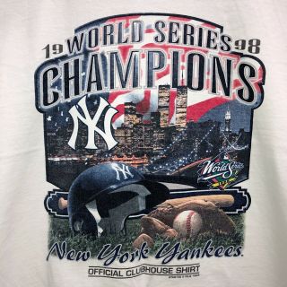 Vintage Starter York Yankees T - Shirt Mens Xl White 1998 Mlb Twin Towers