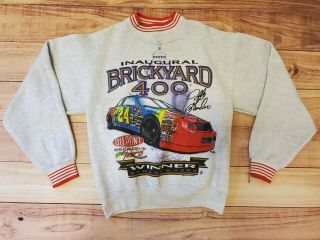Auto - Vintage Nascar Inaugural Brickyard 400 Jeff Gordon Sweatshirt - Mens L