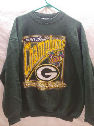Vtg 1997 Green Bay Packers Bowl Xxxi Champions Crewneck Sweatshirt Large