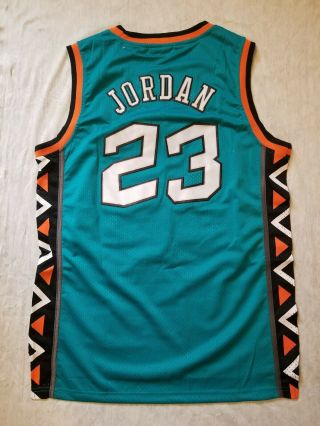 23 Michael Jordan 1996 All Star Teal Throwback Vintage Basketball Men ' s Jersey 2