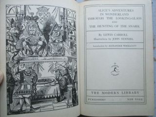 Alice Adventures in Wonderland,  Looking Glass,  Snark by Carroll,  1924 Modern Lib 3
