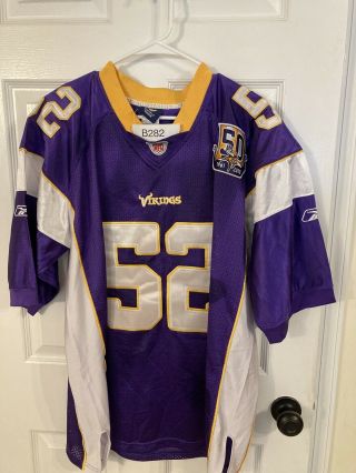 Chad Greenway Minnesota Vikings Nfl Football Jersey Reebok Sewn 52 Size 52