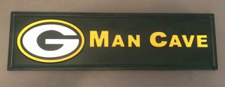 Green Bay Packers Wooden " Man Cave " Wall Sign,  6 5/8 " X 23 1/4 "