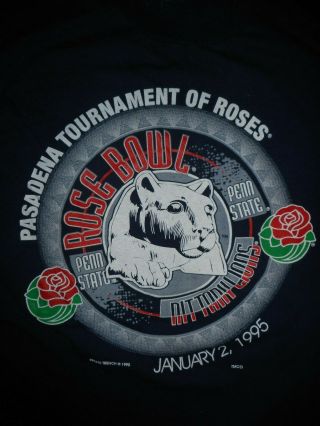 Vintage 90s Penn State Nittany Lions Football 1995 Rose Bowl T - Shirt Large