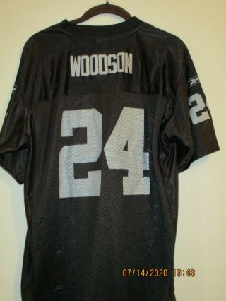 Vintage Reebok Oakland Raiders Charles Woodson 24 Jersey On Field Yxl M S