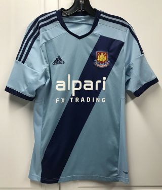 Adidas West Ham United Soccer Jersey Away Shirt Mens Blue Small S Futbol