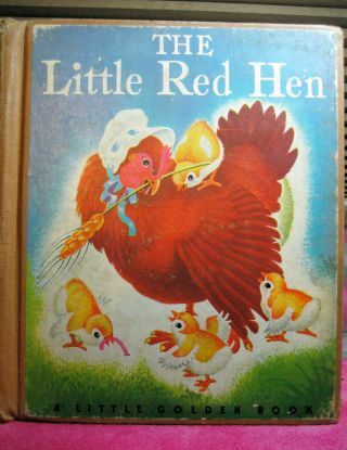 1945 The Little Red Hen 5th Printing Golden Book Rare Tan Spine Rudolf Illustrat