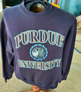 Jansport Crew Neck Sweatshirt Men L Black Purdue University Boilermakers 1980 