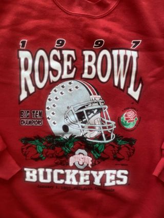 Vintage Ohio State Buckeyes Football 1997 Rose Bowl Crewneck Sweatshirt Size XL 2
