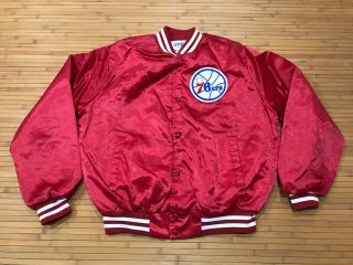 Mens L - Vtg 1991 Nba Philadelphia 76ers Chalk Line Sewn Quilted Snap Jacket Usa