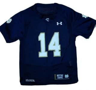 Under Armour Notre Dame Football Jersey Youth/kids Small Navy/white/gold 14