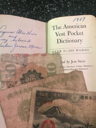 Vintage The American Vest Pocket Dictionary 1954 Military Private Currency