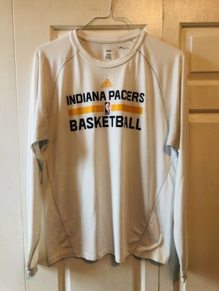 Men’s Long Sleeve White adidas Indiana Pacers NBA Basketball Shirt Size Medium 2