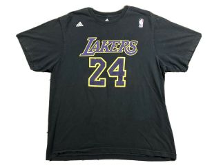 Retro Adidas Los Angeles Lakers 24 Kobe Bryant Mamba T - Shirt Fade Wash Black Xxl