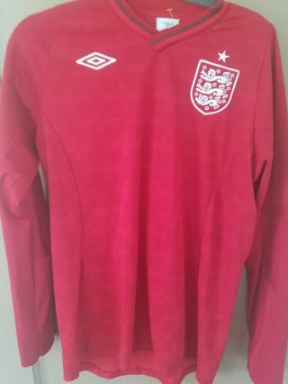 Vintage Umbro England Long Sleeve Red Soccer Jersey Men 